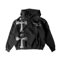 Oversized double cross Black hoodie