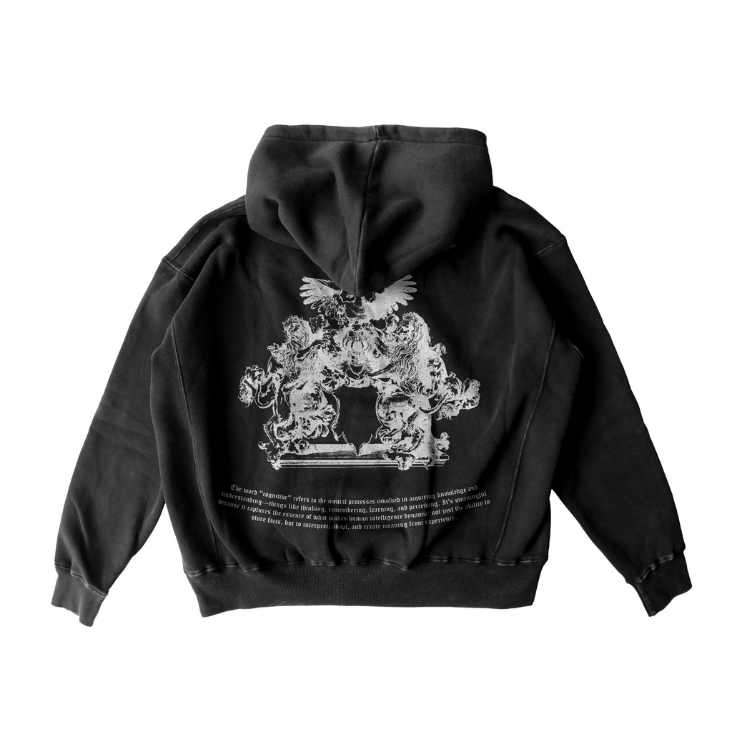 Oversized double cross Black hoodie